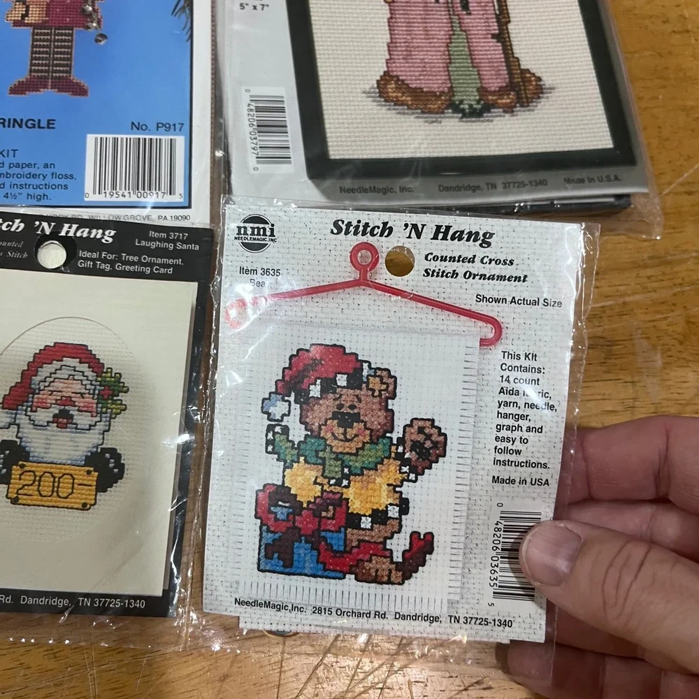 Vtg Christmas Cross Stitch Kit‎ Lot NeedleMagic Heirloom Santas Father Christmas